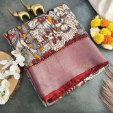 Vriksham Off White With Mustered Kalamkari Saree with Kanchi Border-VS4319